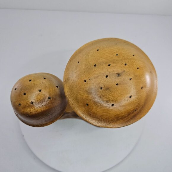 Vintage Genuine Monkey Pod Mushroom Wood Carved Toothpick Holder Philippines - Picture 9 of 9